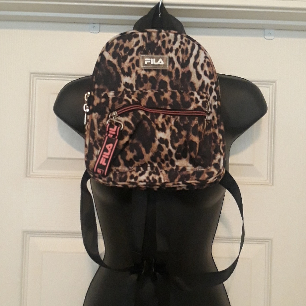 Fila Leopard Print Backpack - Brown and Black